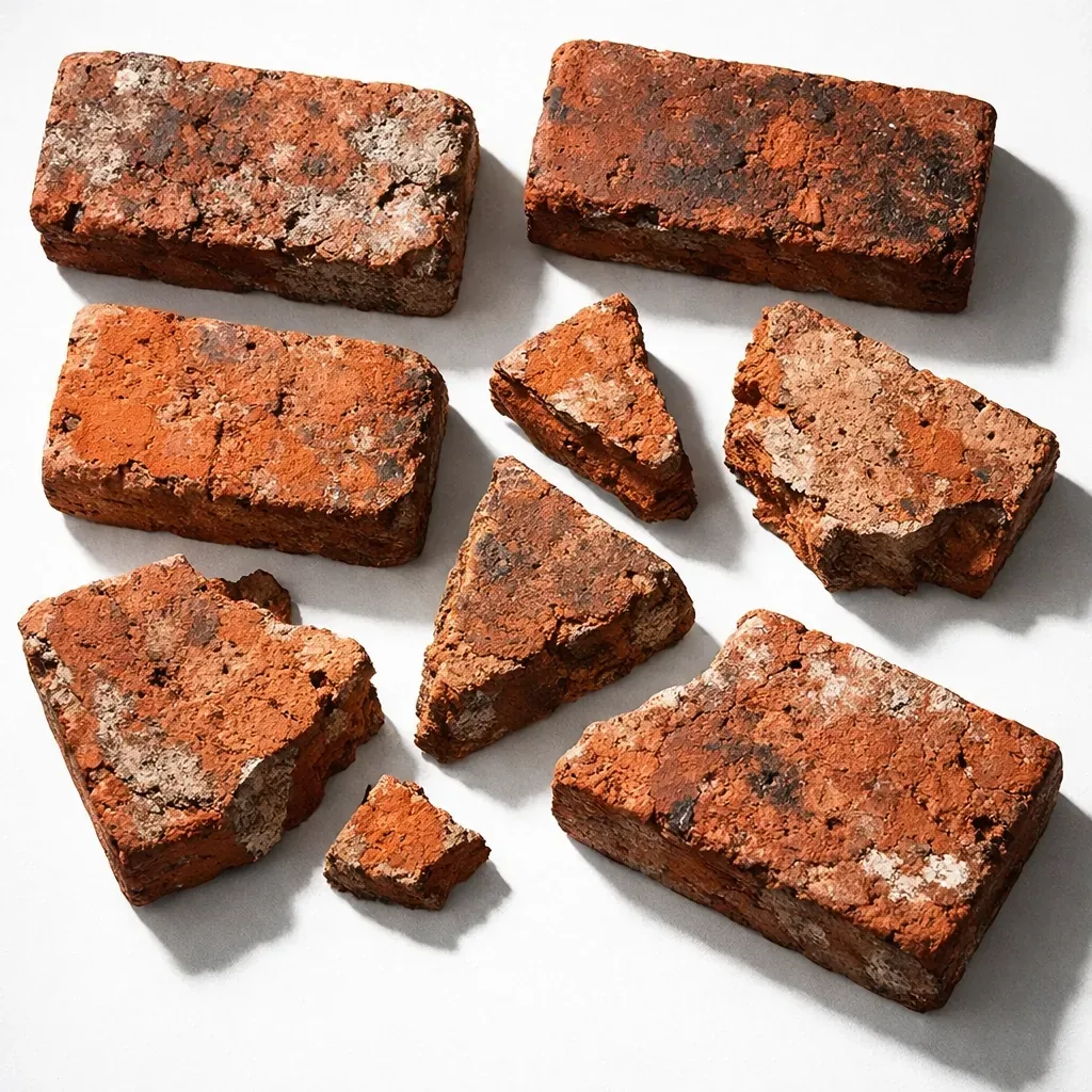 Preserved broken brick pieces for matching during brick mailbox repair project