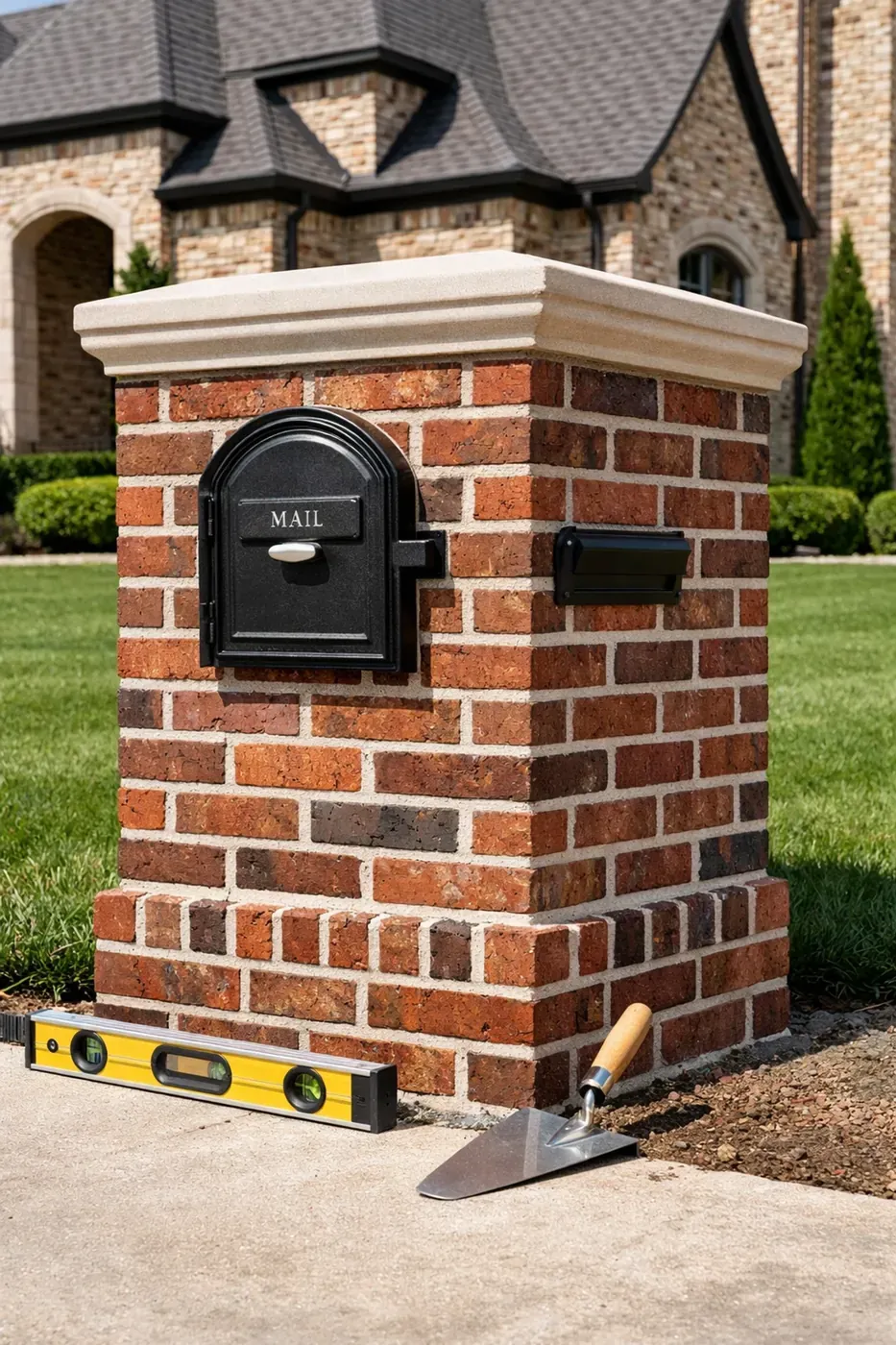 Expert brick mailbox repair in Plano showing professional masonry matching and restored curb appeal.