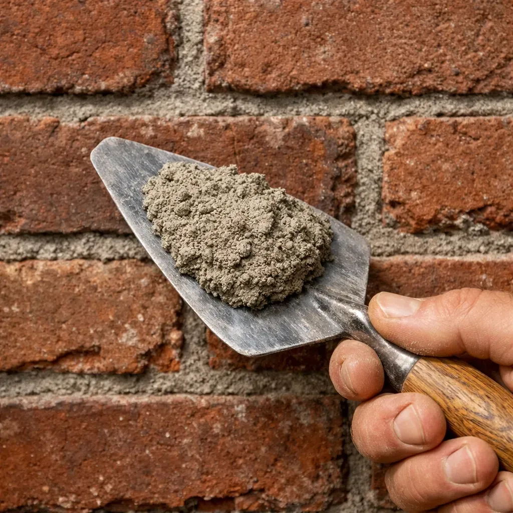 Mason matching custom mortar color to historic brick wall for seamless repair