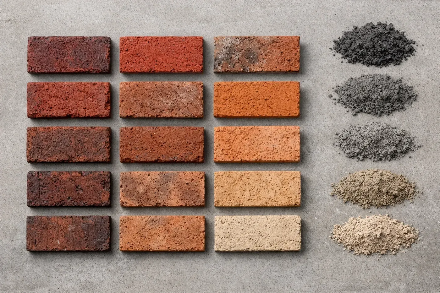 Brick and mortar samples showing color variations for Dallas garage lintel matching