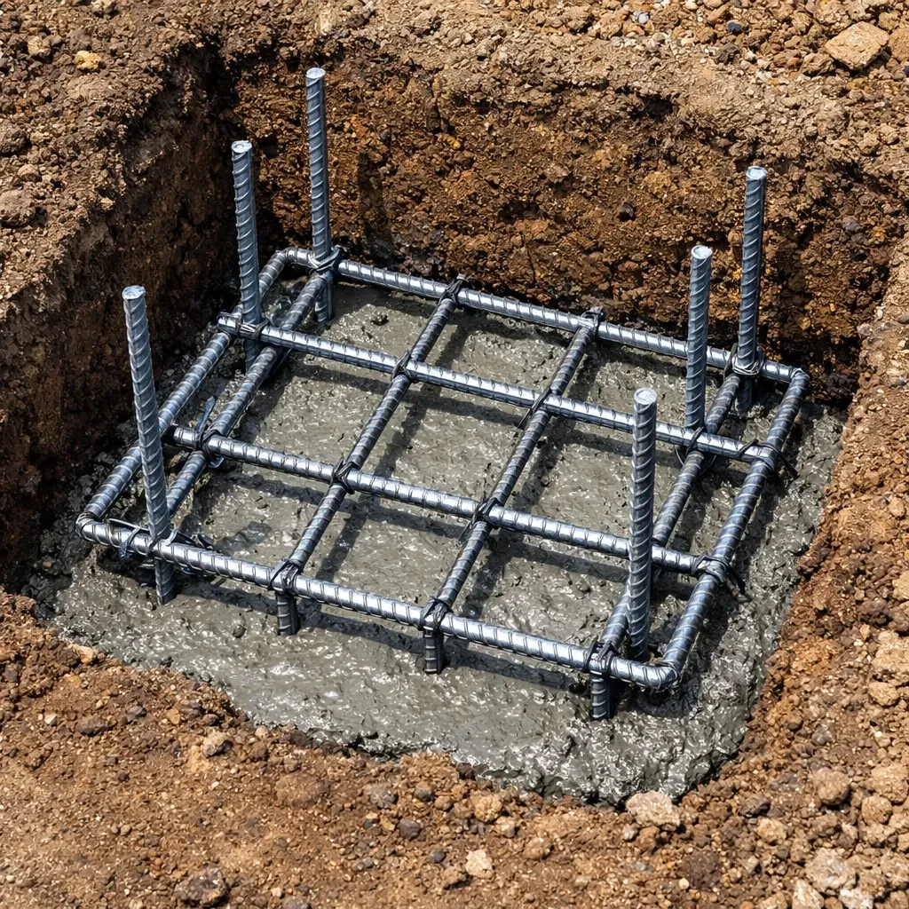 Concrete foundation with rebar reinforcement for brick mailbox repair in Dallas
