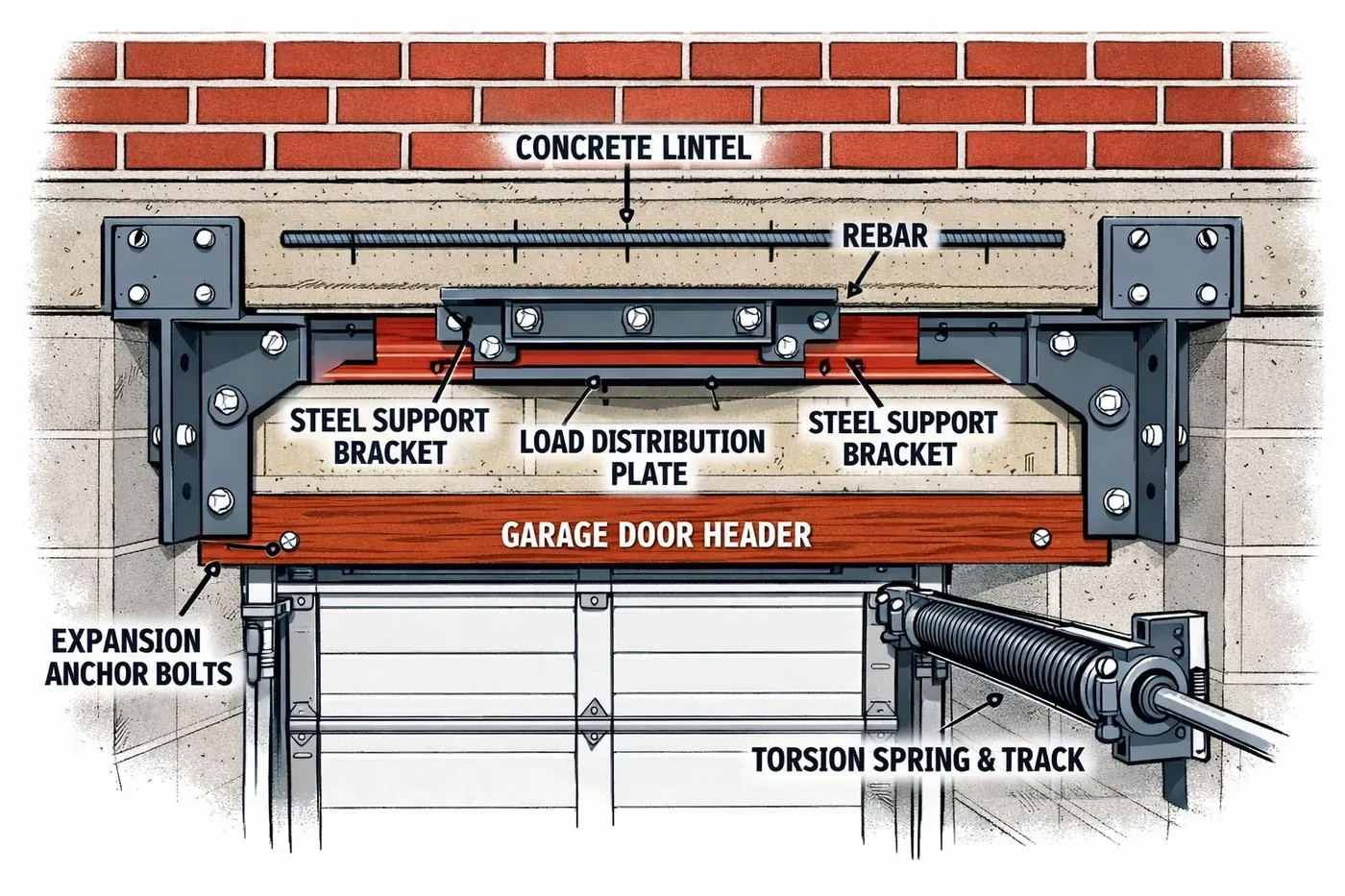 LintleLOCK permanent lintel repair system with structural brackets and anchoring
