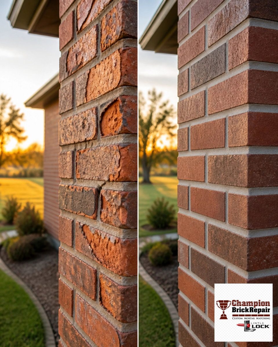 Brick Corner Column Spall Repair — Champion Brick Repair