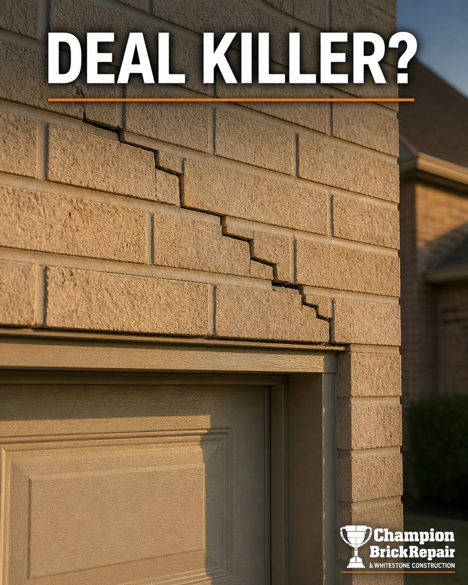 Stair-Step Crack Above Garage — Champion Brick Repair