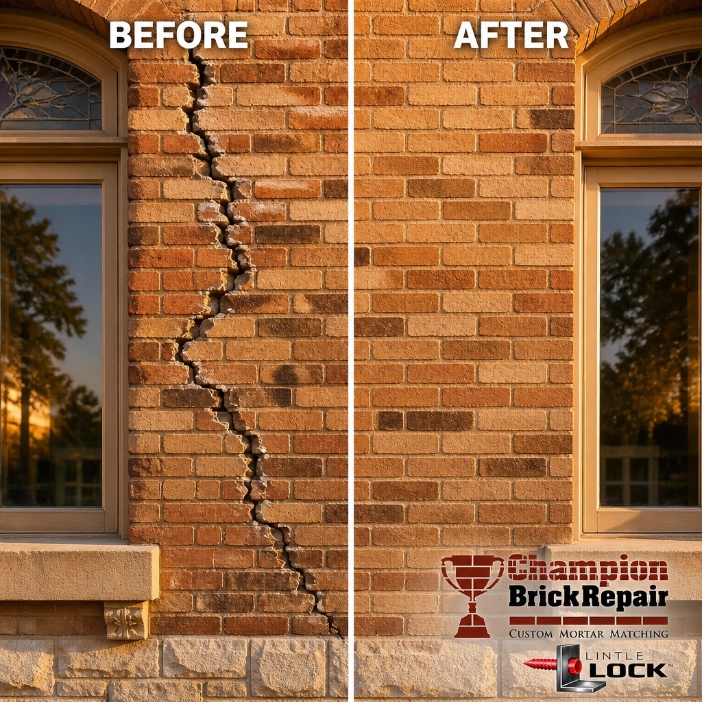 Vertical Crack Beside Window — Champion Brick Repair