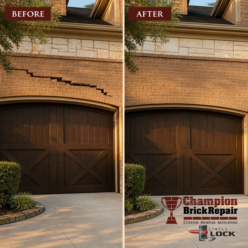 Lintel Crack Above Garage — Champion Brick Repair