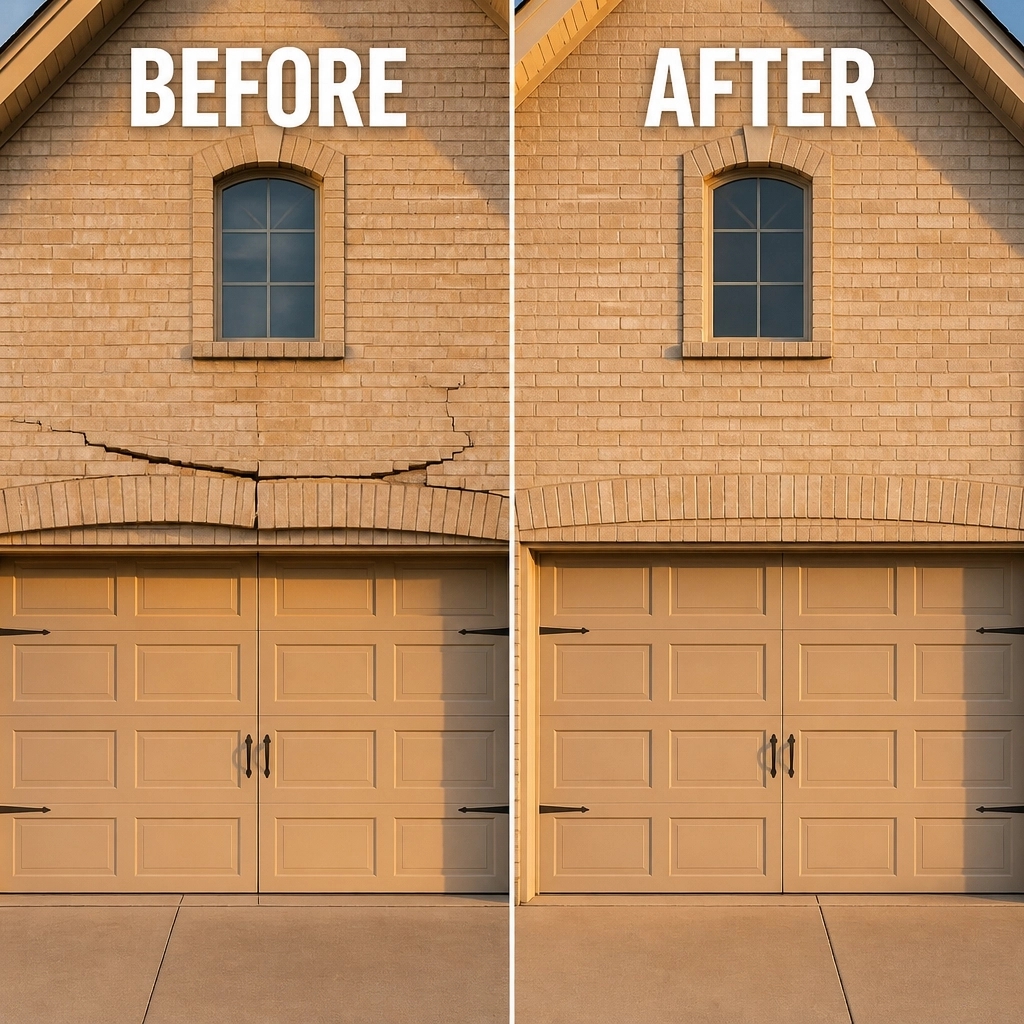 Lintel Crack Above Garage — Champion Brick Repair