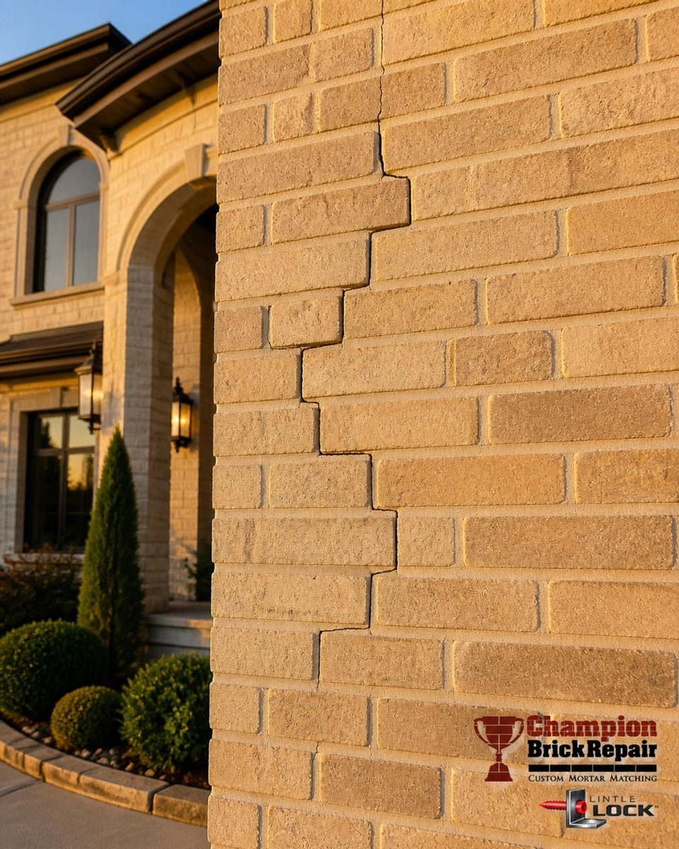 Stair-Step Crack On Wall — Champion Brick Repair
