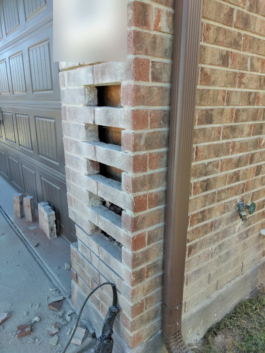 During — Damaged Brick Removed — Champion Brick Repair
